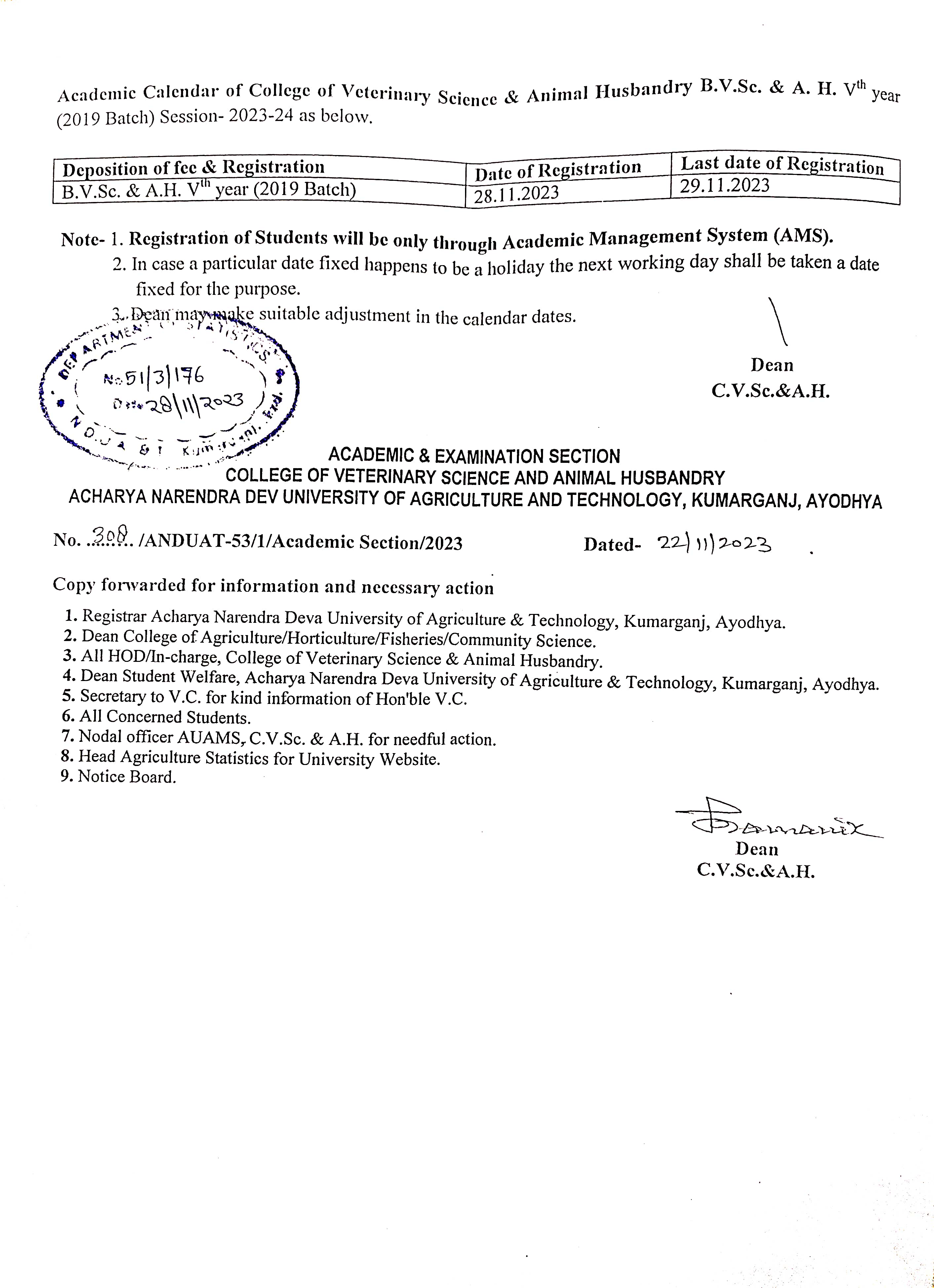 Academic Calendar| NDUAT-NARENDRA DEVA UNIVERSITY OF AGRICULTURE &  TECHNOLOGY