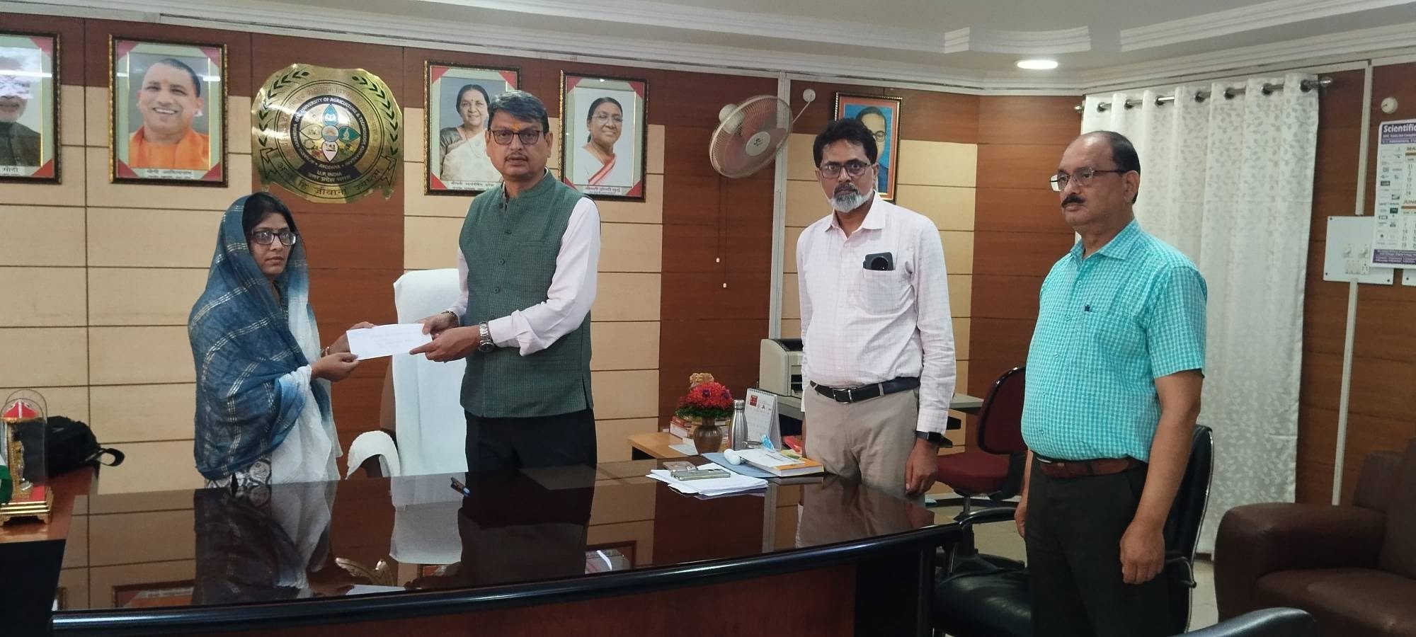 Hon’ble Vice-Chancellor Dr. Gyanendra Pratap Singh handed over appointment letters to three compassionate and two deceased-dependent appointees, urging them to serve with dedication and sincerity.
